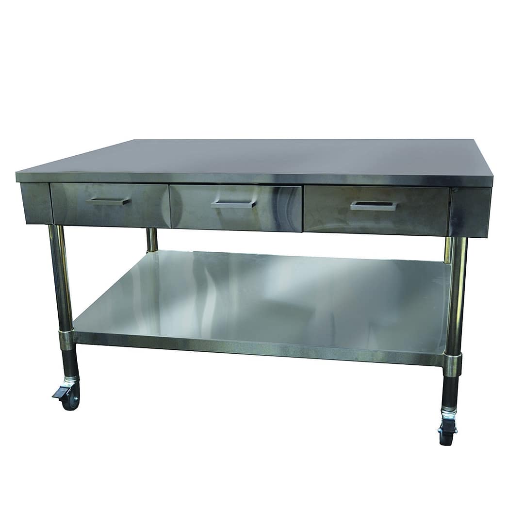 FED SWBD8-3 Stainless Steel Work Bench with 3 Drawers & Undershelf