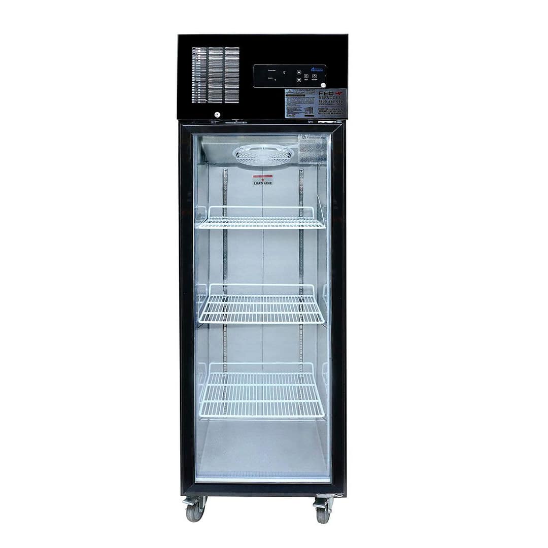 Thermaster SUFG500B Single Glass Door Upright Freezer with 500L Capacity in Black Stainless Steel Finish
