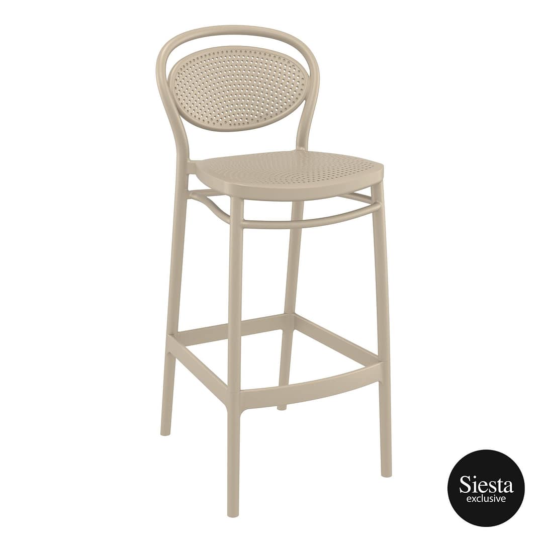 Commercial Grade Taupe Marcel Barstool 75 - Heavy Duty Bar Stool by Siesta, Turkey