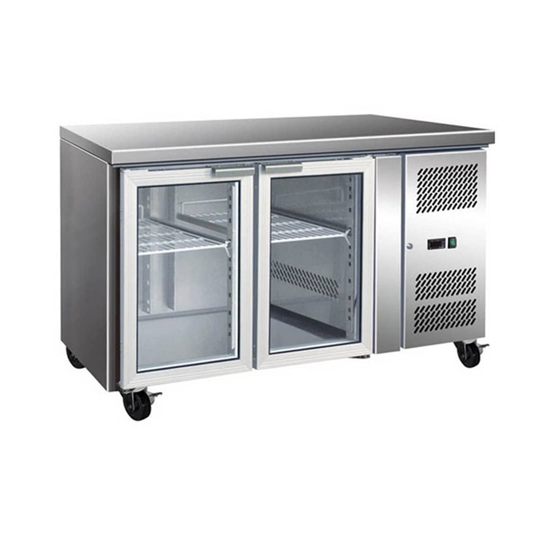 Thermaster GN2100TNG 2 glass door gastronorm bench fridge 314L stainless steel – Australia