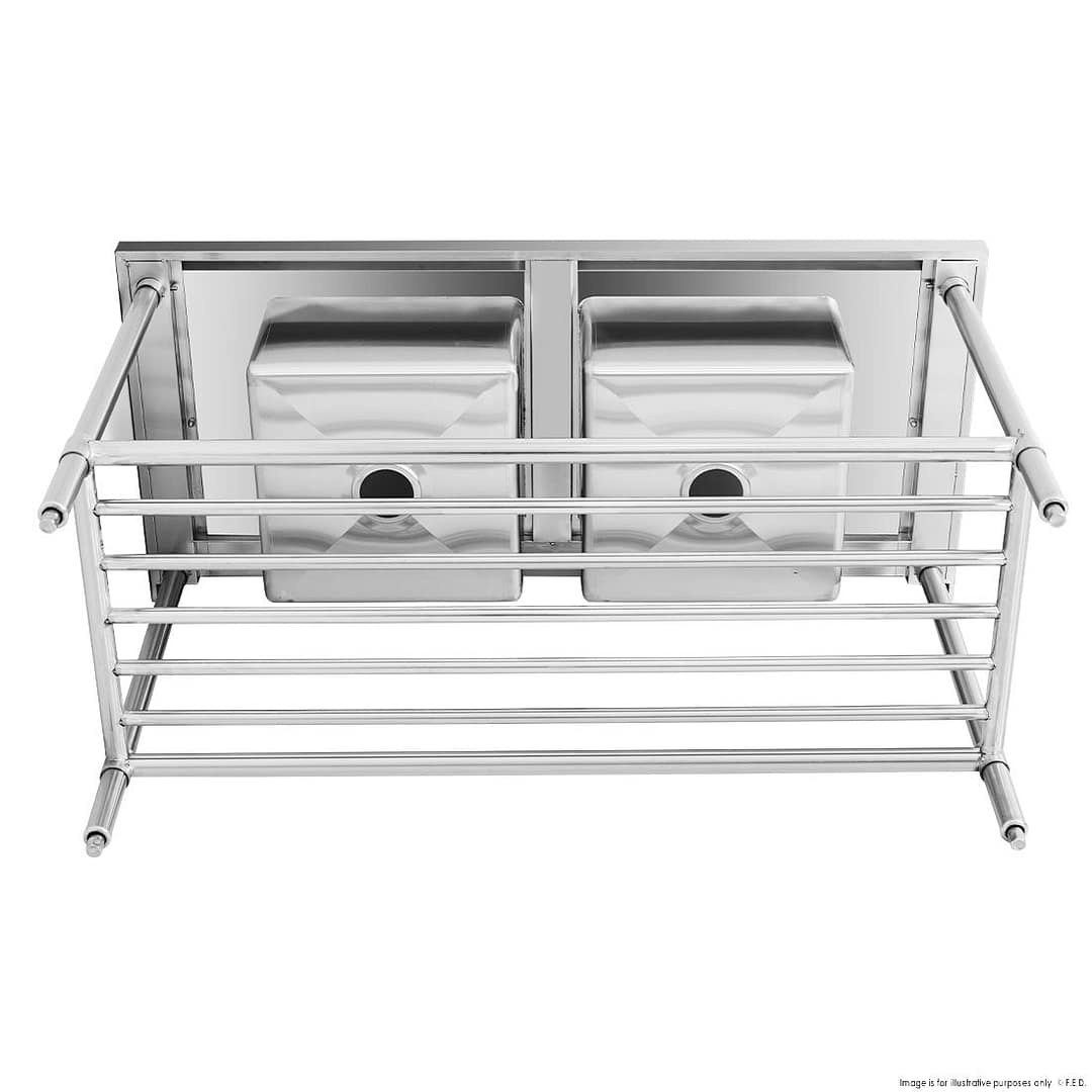 FED DSB7-1500C/A Double Centre Sink Bench – 1500mm Stainless Steel - Image 3