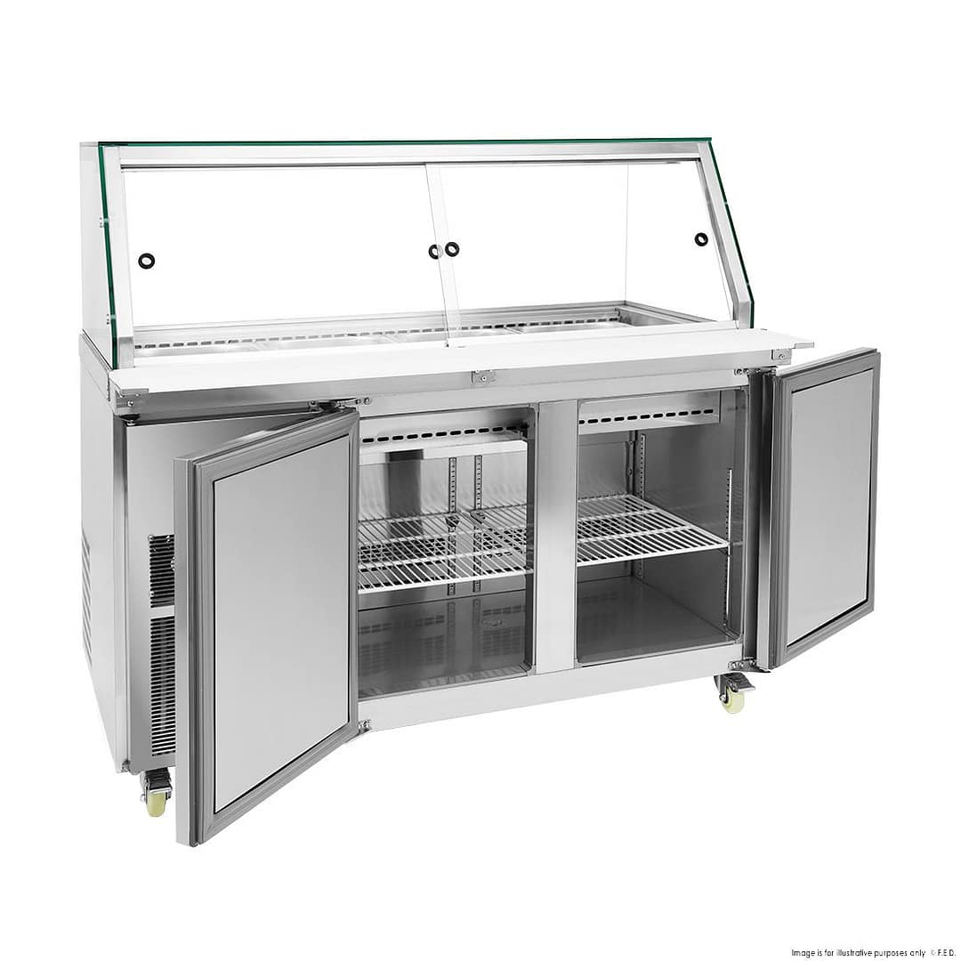 Thermaster PG150FA-XG Cold Salad & Noodle Bar – 600L, 4x1/1 GN, Glass Canopy - Image 4