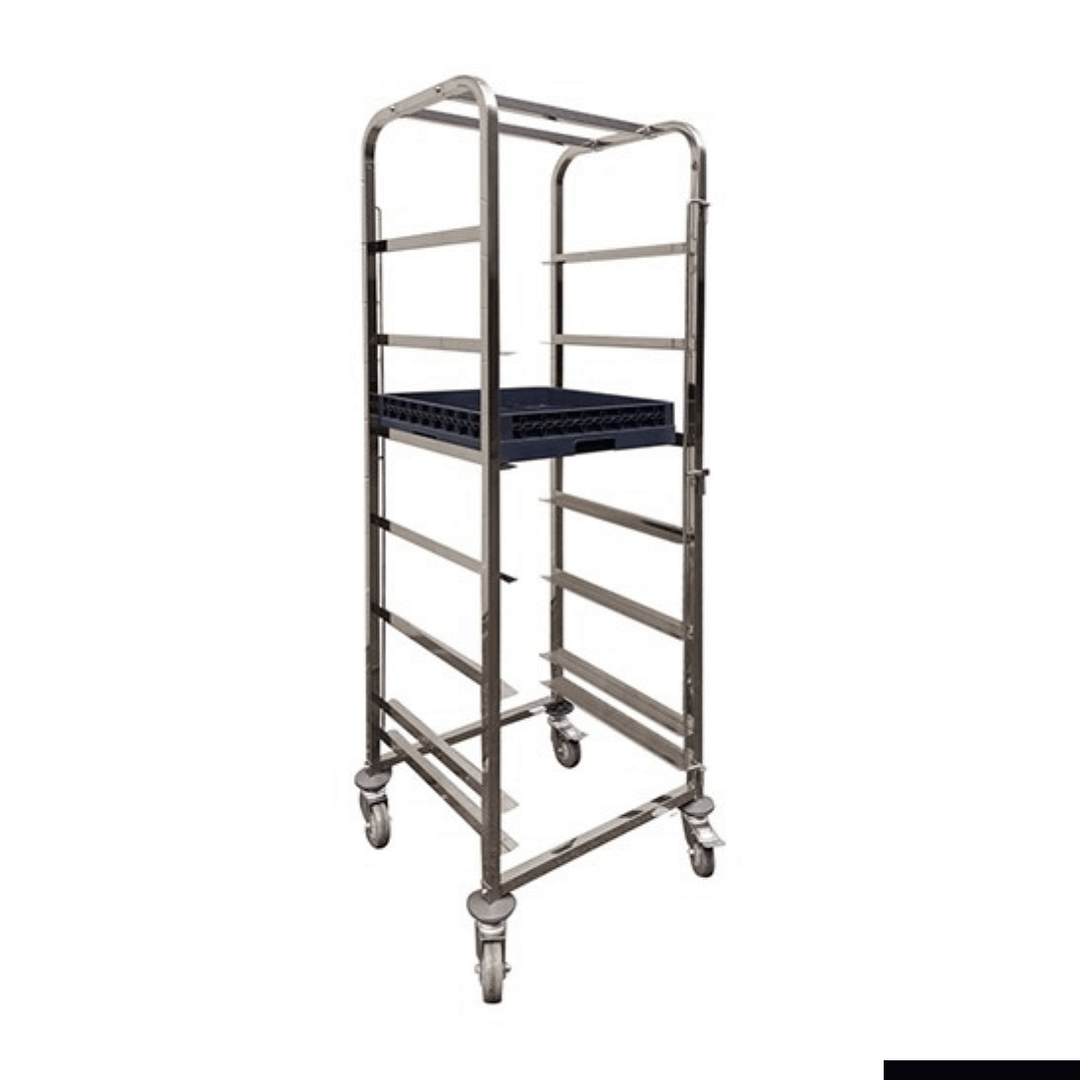 FED Modular System 6 tray dishwasher basket trolley, stainless steel 201, 550×520×1800 mm with castors – Australia