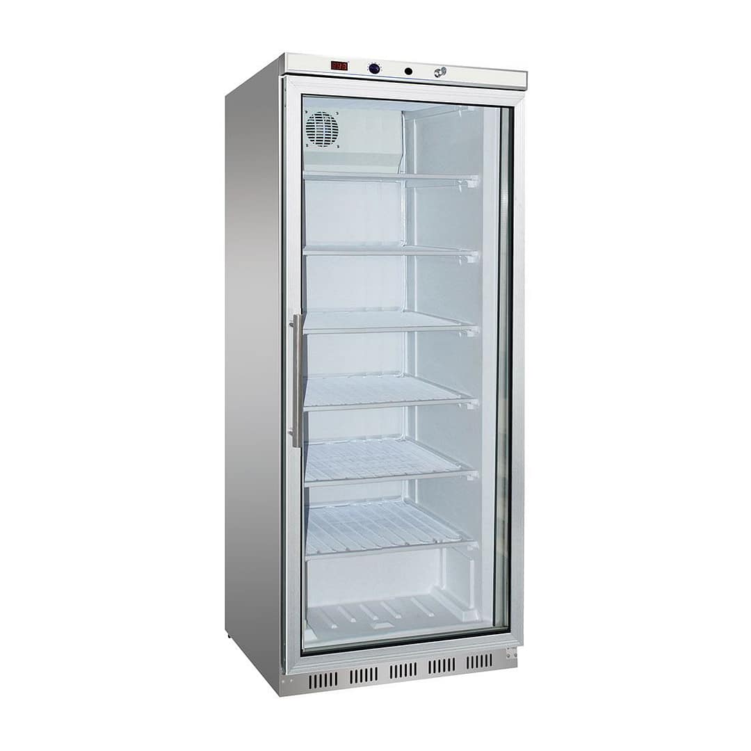 Thermaster HF600G S/S Stainless Steel Display Freezer with 620L Capacity and Triple-Glazed Glass Door