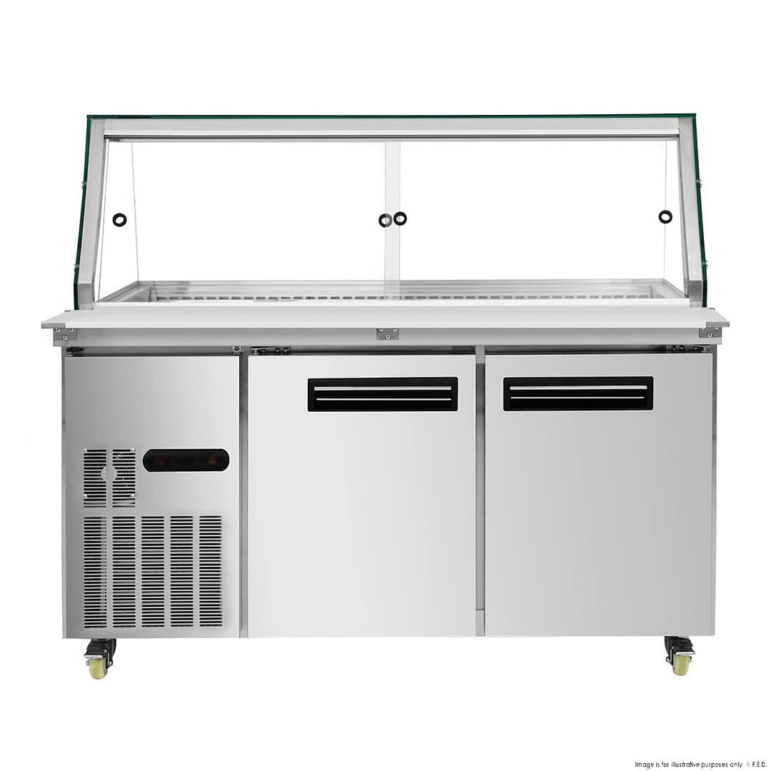 Thermaster PG150FA-XG Cold Salad & Noodle Bar, 600L, 4xGN, Stainless Steel, Glass Canopy