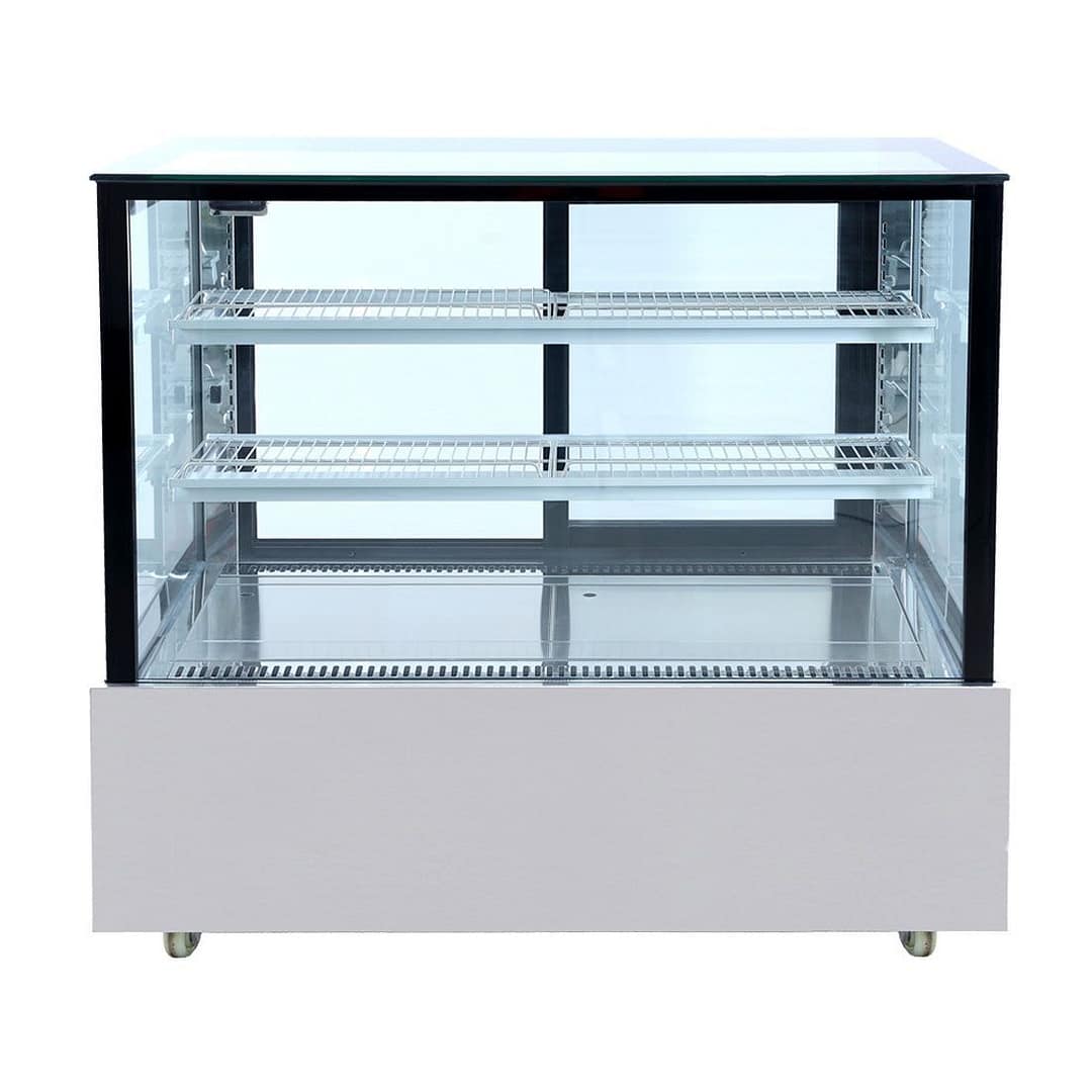 Used Bonvue Black Trim Square Glass Cake Display SSU120-2XB - Second hand refrigerated display