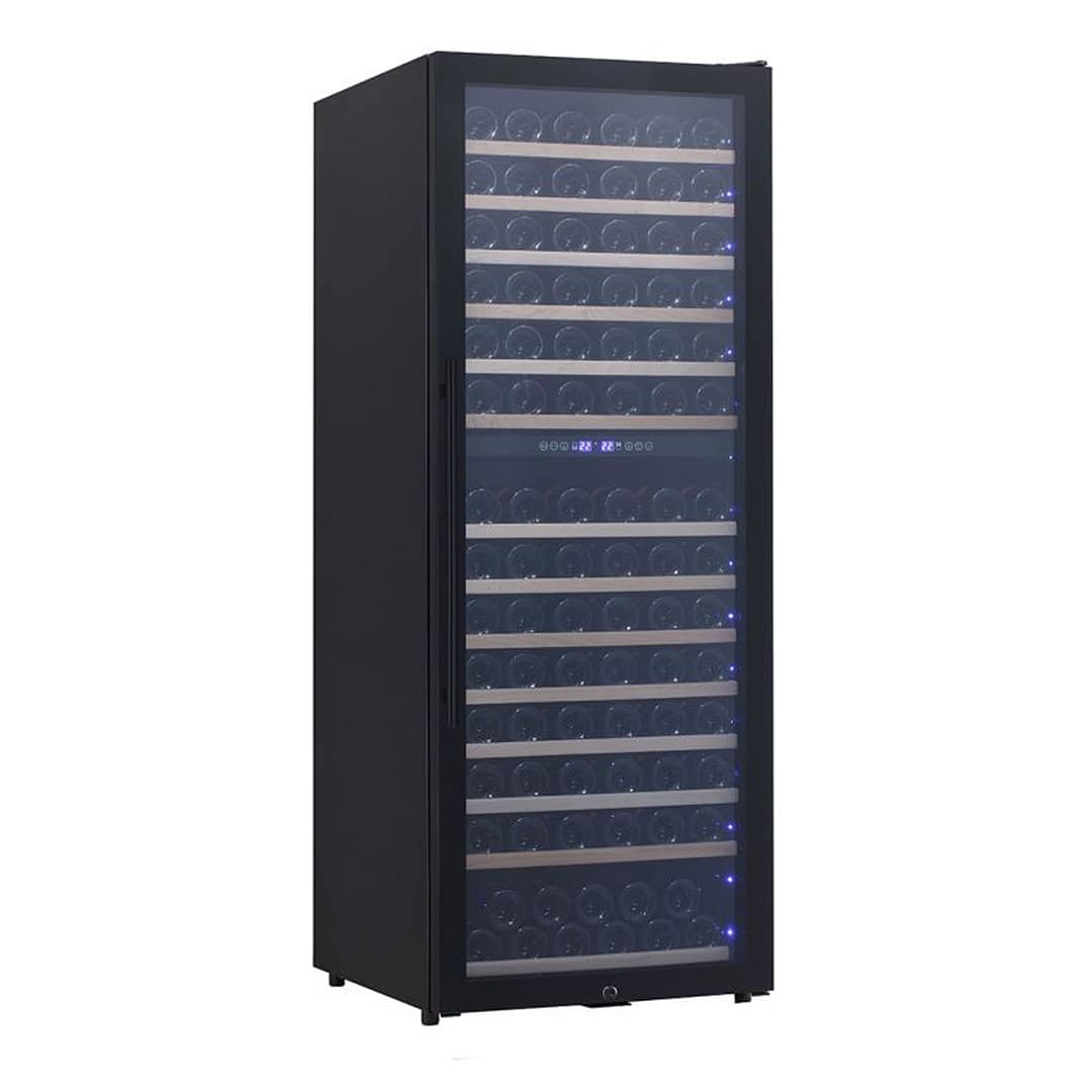 Thermaster WB-155B Dual Zone Medium Wine Cooler with 155 Bottle Capacity and Beech Wood Shelves