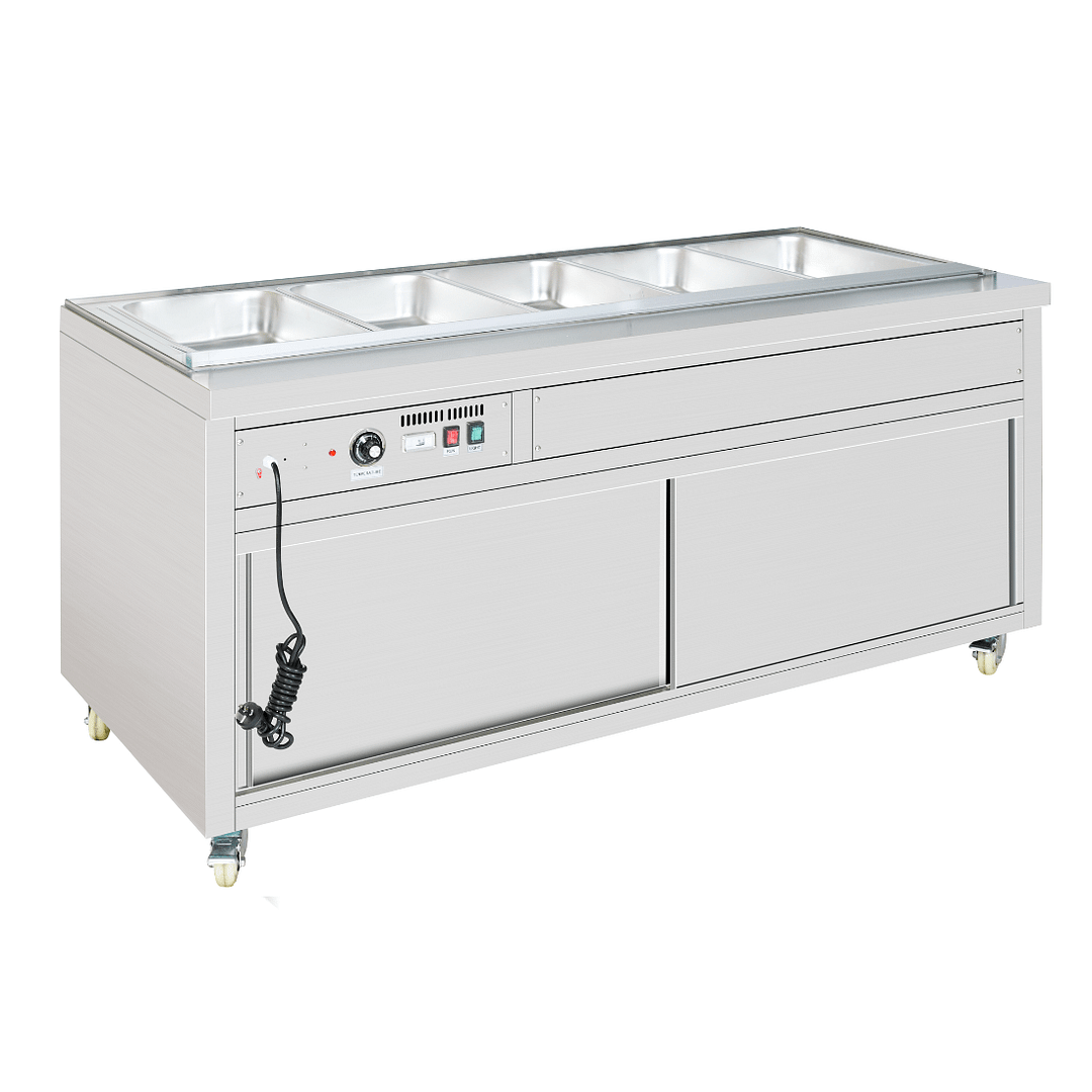 Thermaster PG150FE-XB Wet & Dry Bain Marie Food Display, 4×1/1 GN, Stainless Steel, Commercial Buffet