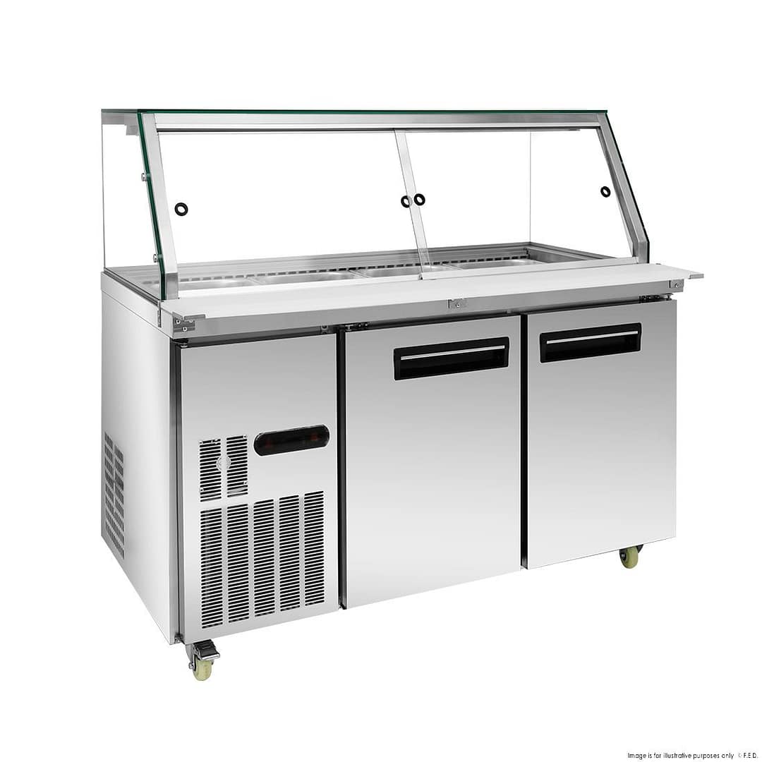 Thermaster PG150FA-XG Cold Salad & Noodle Bar – 600L, 4x1/1 GN, Glass Canopy - Image 3