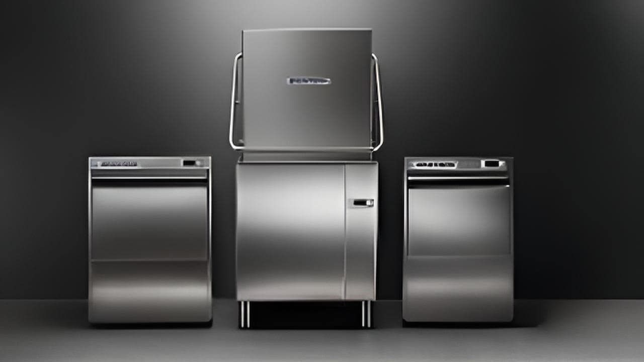 Undercounter glasswasher—open door with 500×500 mm rack of stemware