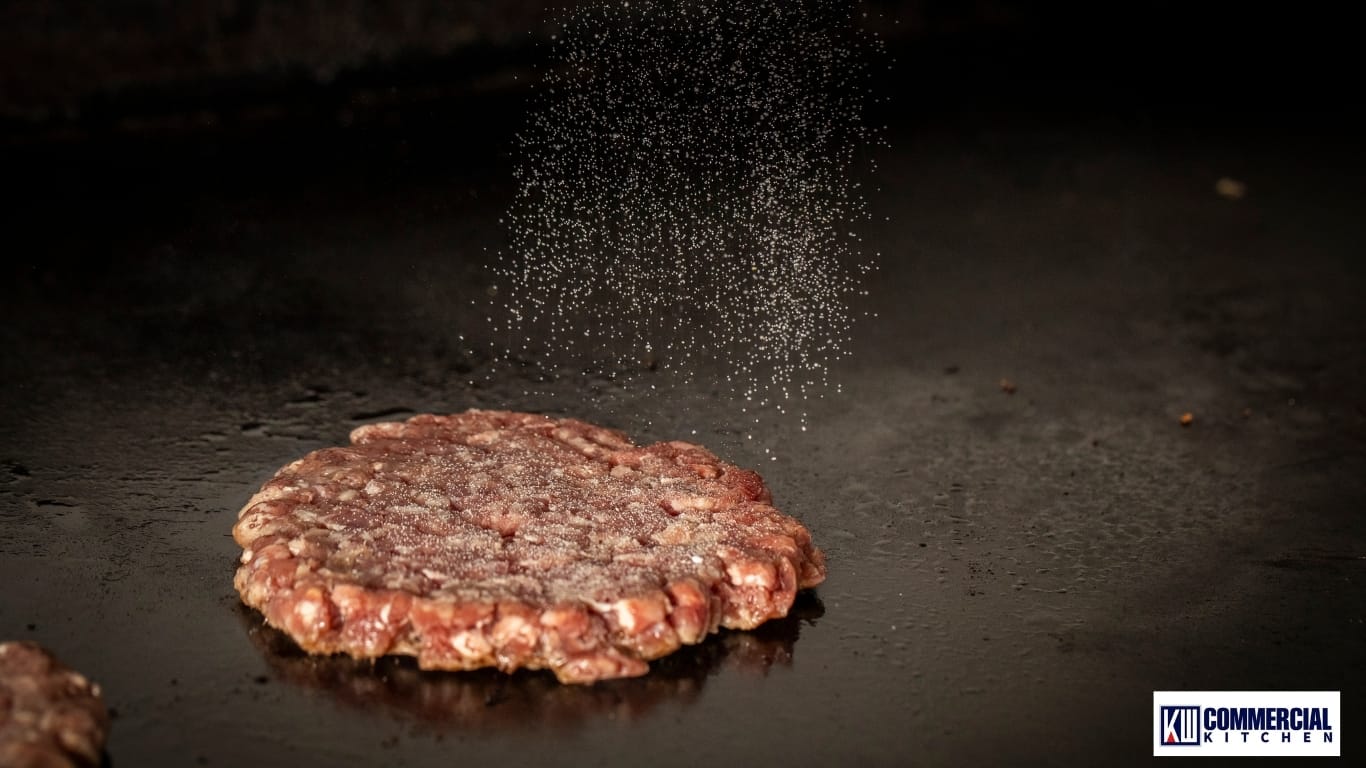 Daily commercial griddle cleaning with non-caustic degreaser and hot water rinse