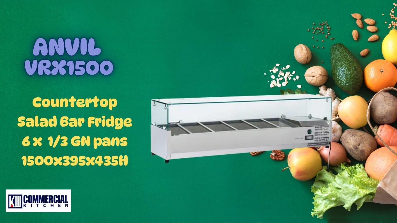 Anvil VRX1500 Refrigerated Glass Canopy Unit – 6×1/3 GN Capacity, 1500mm Wide