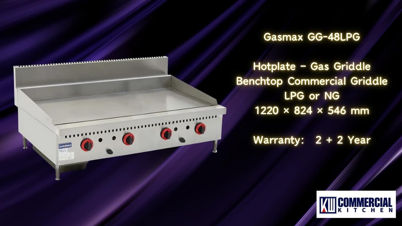 Gasmax GG-48LPG Benchtop Griddle – 4 Burner LPG | Commercial Use