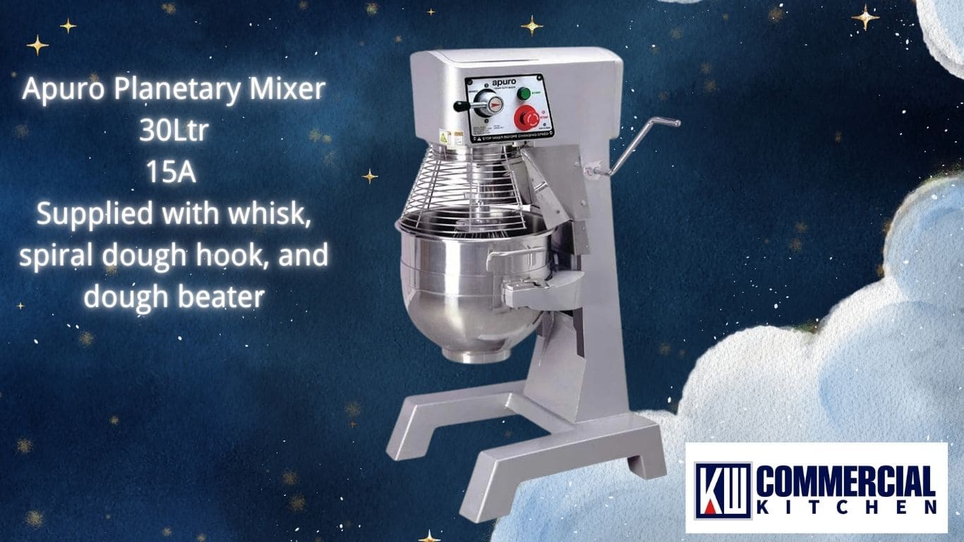 Apuro 30L Commercial Dough Mixer Powerful and Versatile Apuro 30Ltr Planetary Mixer for Commercial Kitchens