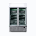 Bromic GM1100LS-NR Two-Door Upright Display Fridge with 1082L Capacity, Silver Finish, LED Lightbox