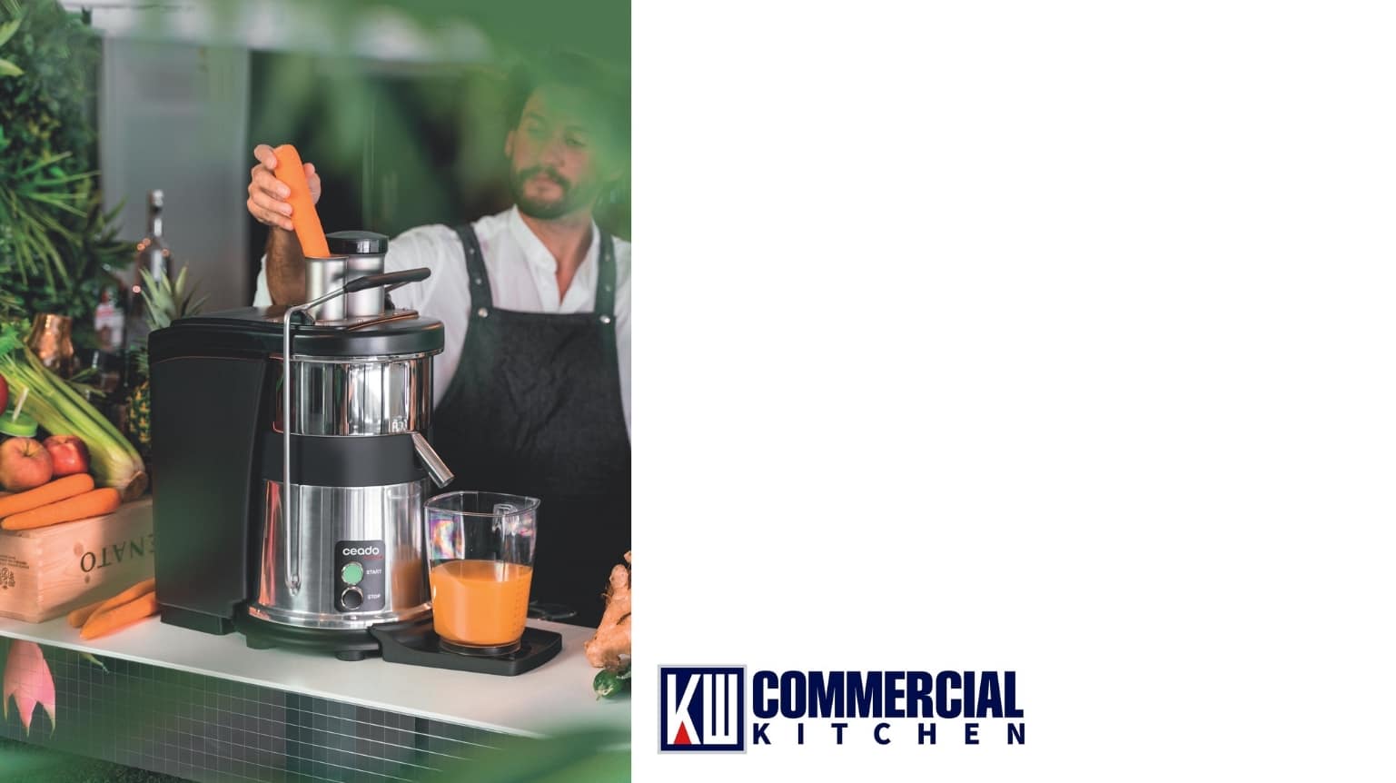 Commercial juicer in use