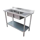 FED Modular System double sink bench left handed, 1800x600mm stainless steel with twin 610x400x250mm bowls – Australia
