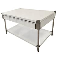 FED SWBD10-1800 stainless steel centre island workbench, 1800mm wide, with 8 drawers and undershelf – front view, Australia
