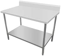 Kitchen Knock 423918 stainless steel workbench with splashback, 900mm wide – front view, Australia