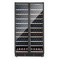 Thermaster WB-218B dual zone wine cooler with UV glass doors and beech shelves