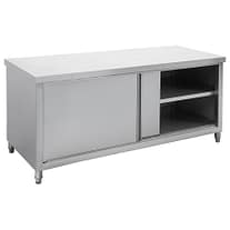 FED STHT6-1500-H stainless steel pass-thru workbench cabinet, 1500mm wide with dual access doors – front view, Australia