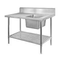 FEDS stainless steel single right sink bench 2400mm with pot undershelf