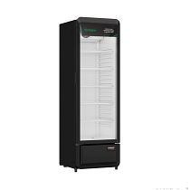 Thermaster SDC-258B upright glass door beverage fridge black steel body with LED lighting and digital controller, 540 mm, 240 V, 280 L – front view, Australia