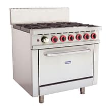 Gasmax GBS6TLPG 6-burner LPG oven range stainless steel front view