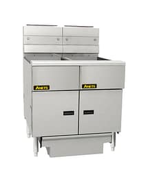 Anets FDAGG214R twin fryer system with filter drawer, stainless steel construction