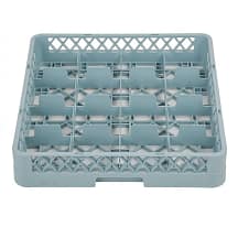 Vogue F612 glass rack with 16 compartments, 500mm, grey plastic – top view, Australia
