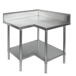 FED 0900-6-WBCB stainless steel corner workbench with splashback and undershelf – Australia