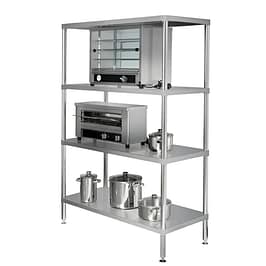 Simply Stainless SS17.1500SS 4 tier shelving, 1500mm wide, stainless steel adjustable shelves – front view, Australia