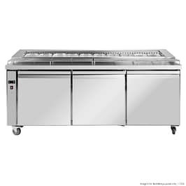 Thermaster PWB200 deluxe three-door pizza prep bench 2000×800×1000 mm, 550 L, stainless steel – Australia