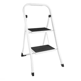 Vogue F018 2-tread folding step stool white 900×470mm steel frame – Australia