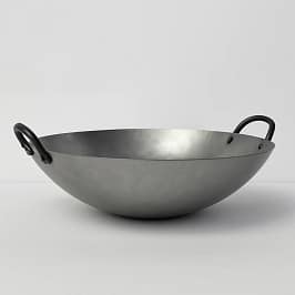 Kitchen Knock 403551 22-inch heavy-duty steel wok with riveted ear handles, 560mm diameter – front view, Australia