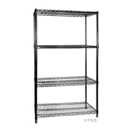 FED B24/24 four tier shelving, 610x610x1880mm, black plasticised cool room rack, modular storage, Australia