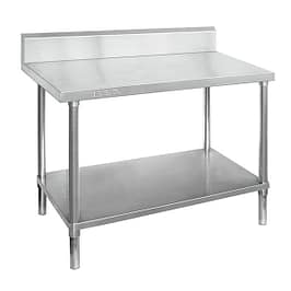 FED WBB7-1500/A stainless steel workbench with splashback, 1500mm wide, premium 304 SUS – front view, Australia