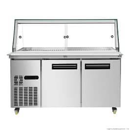 Thermaster PG150FA-XG Cold Salad & Noodle Bar, 600L, 4xGN, Stainless Steel, Glass Canopy