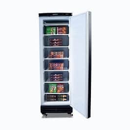 Bromic UF0374SDS-NR upright freezer 300L with solid insulated door, 595mm, fan forced, R290 refrigerant – front view, Australia