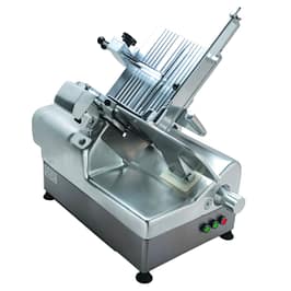 Yasaki AMS320B automatic deli slicer with 320mm blade, aluminium-magnesium alloy, stainless finish – front view, Australia