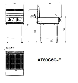 CookRite AT80G6C-F Radiant Char Grill – 600mm 2 Burner Natural Gas Commercial Unit