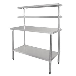 Vogue CC359 stainless steel prep station 1200×600mm with gantry shelves, polished finish, Australia