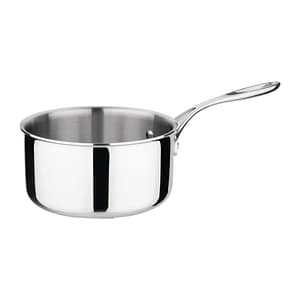 Vogue FS666 stainless steel tri-wall saucepan with 2.4 litre capacity, 180 mm diameter, induction compatible – front view, Australia