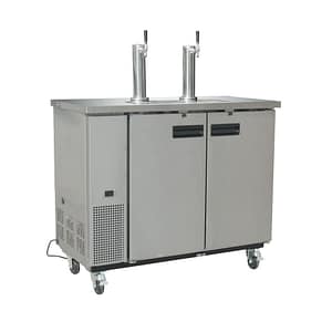 Polar GE633-A G-Series direct draw beer dispenser with 2 kegs and 2 taps, stainless steel, 1247mm wide – front view, Australia