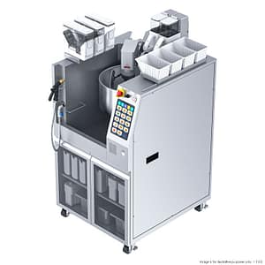 Robochef MSS2KPRO automated cooking robot, 804×960×1572 mm, 12kW 415V, 2kg capacity, IPX5, stainless body – three-quarter view, Australia