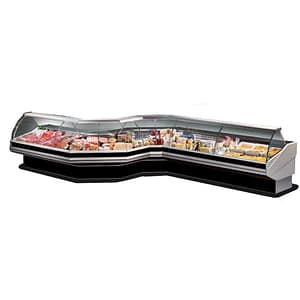Tecnodom CN90E Curved Glass Deli Display with 90° Corner Glass – Ideal for Bakeries, Cafés & Delis