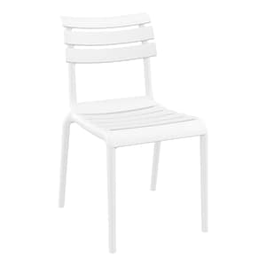 Durable White Furnlink Siesta Helen Stacking Chair - Weather-Resistant