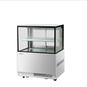 Turbo Air TBP900-1 cake display fridge, 255L, heated glass, 900×700×1170 mm, sliding doors, stainless steel – three-quarter view, Australia