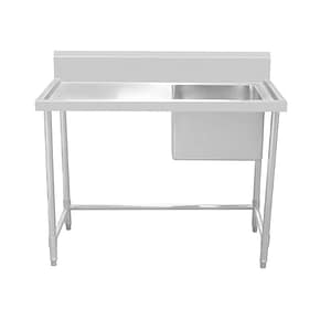 Kitchen Knock 424519 stainless steel single sink bench with right inlet, ideal for dishwashing areas and commercial kitchens