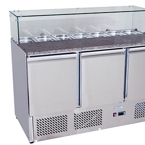 Atosa ESL3864 3-Door Pizza Table Saladette Fridge with Marble Top